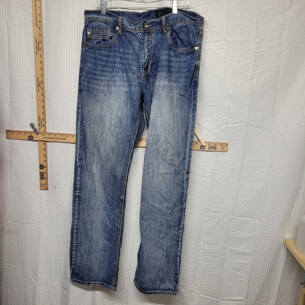 Axel Treadwell Relaxed Straight Leg Jeans Mens 36x34 Blue Denim Medium Wash